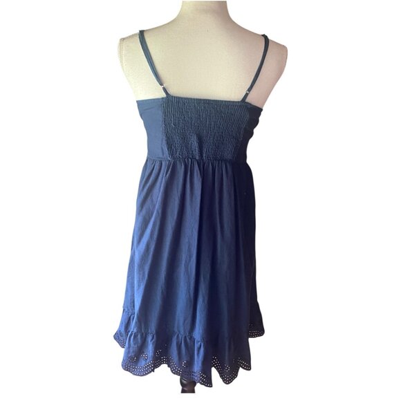 Converse One Star Navy Blue ruffle eyelet cotton sundress mini dress M Y2K boho - Picture 3 of 11